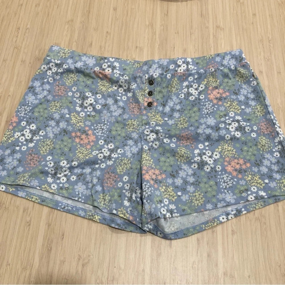 Lucky Brand Set of Two Shirt and Shorts Rib Knit Ditsy Floral Sleepwear Large - Picture 9 of 10